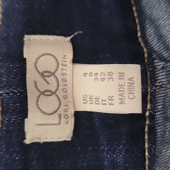 LOGO Lori Goldstein Skinny Leg High Rise Button Detail Dark Wash Jeans Size 4 - Picture 4 of 8